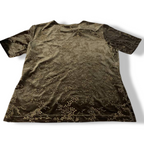 Vintage women green Berketex Floral Metallic Short Sleeve Fitted Top in S|L25W17|SKU 5418