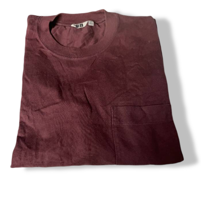 Vintage Uniqlo Men's Long sleeve Burgundy Shirt in M| L29 W21| SKU 5419