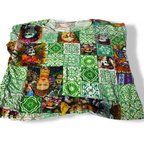 Vintage Linen Cropped green graphic Top Women Size L / XL Made in Italy|L23W23|SKU 5420