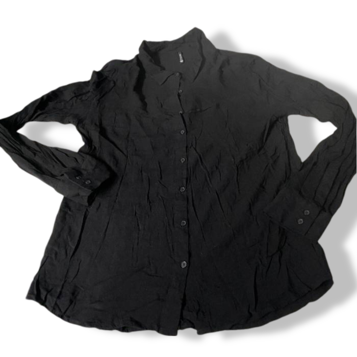 Vintage Chicoree Women Basic Black Button Down Shirts Long Sleeve in M|L28 W18|SK 5422