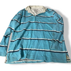 Vintage Murphy & NY stripped Heavy Mens Rugby polo Shirt Light Blue in L| L32 W21| SKU 5424