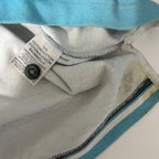 Vintage Murphy & NY stripped Heavy Mens Rugby polo Shirt Light Blue in L| L32 W21| SKU 5424