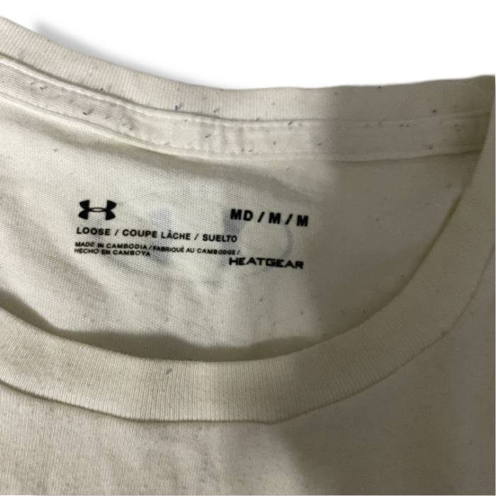 Vintage Man cream T-Shirt in M Under Armour Team Issue Wordmark| L29 W19| SKU 5426