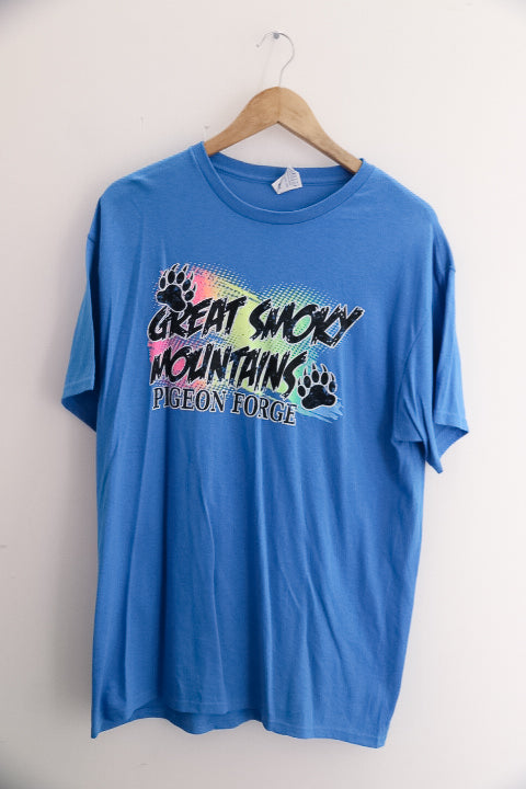 Vintage great smoky moutains pigeon forge graphics mens blue large tees