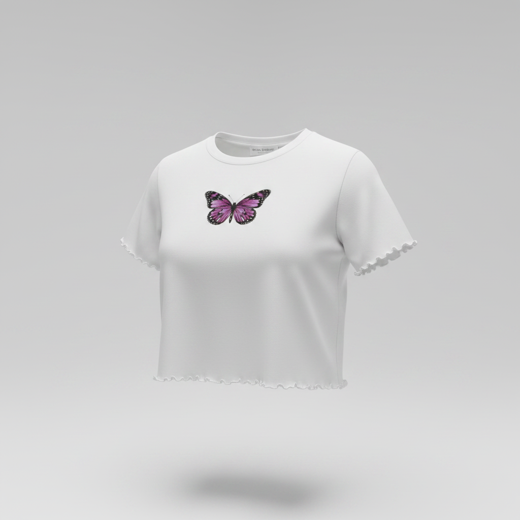 Vintage Pacific Republic Pull&Bear Women's White  Crop-top in S/M|L17W16|SKU 5432