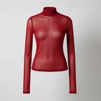 Vintage Nastygal Women's Red see through long slevee Shirt UK 8|L22W14|SKU 5433