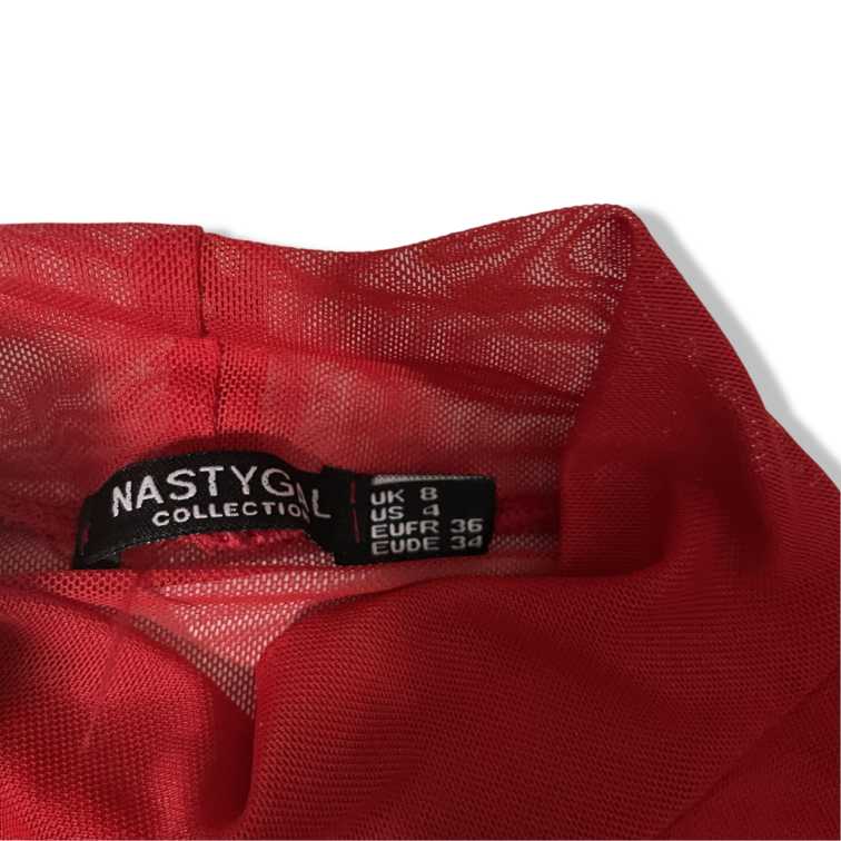 Vintage Nastygal Women's Red see through long slevee Shirt UK 8|L22W14|SKU 5433