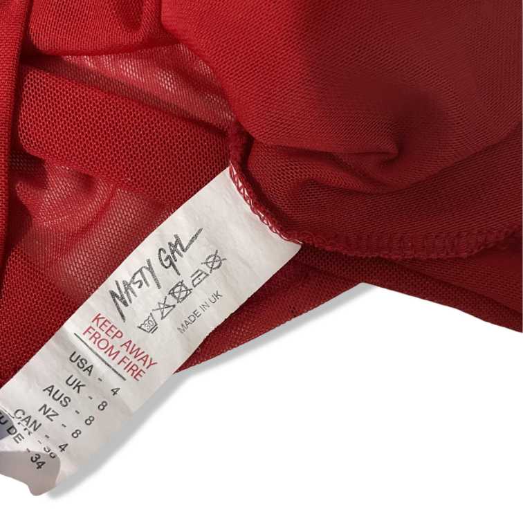 Vintage Nastygal Women's Red see through long slevee Shirt UK 8|L22W14|SKU 5433