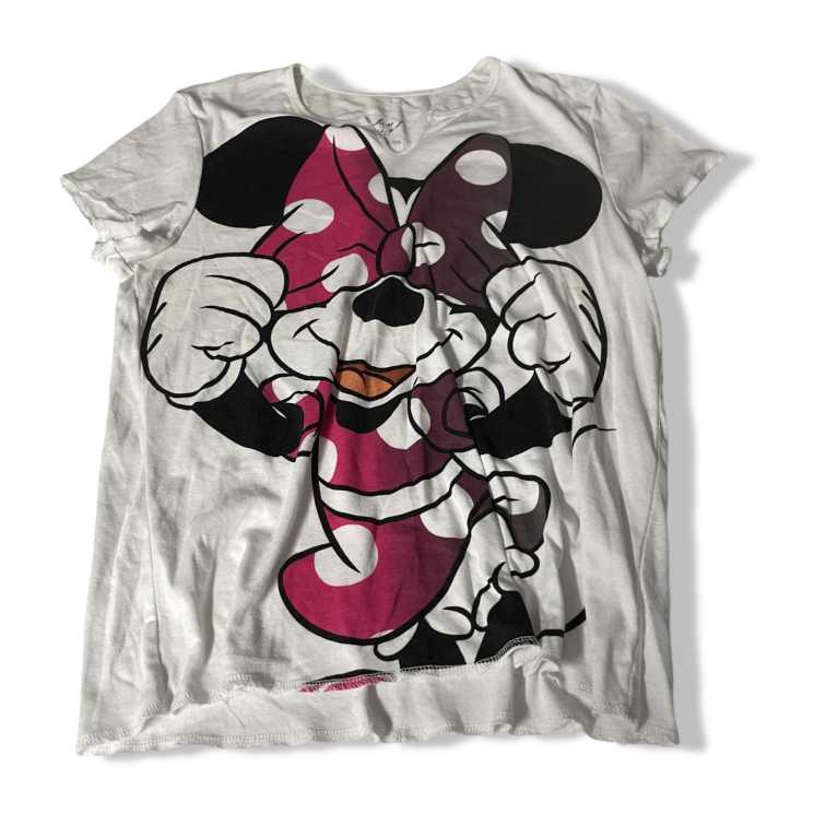 Vintage Disney Mickey mouse graphics Women's White and Pink T-shirt in L|L26W18|SKU 5435