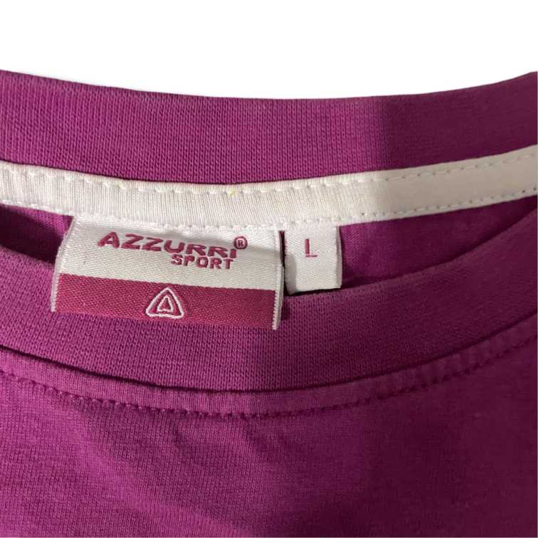 Vintage Carlofonia 1984 graphic azzuri  Women's Purple Shirt in L|L24 W19|SKU 5437