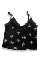 Vintage women's Divided Black & White Butterfly Cami tank Top in XS|L12W12|SKU 5440
