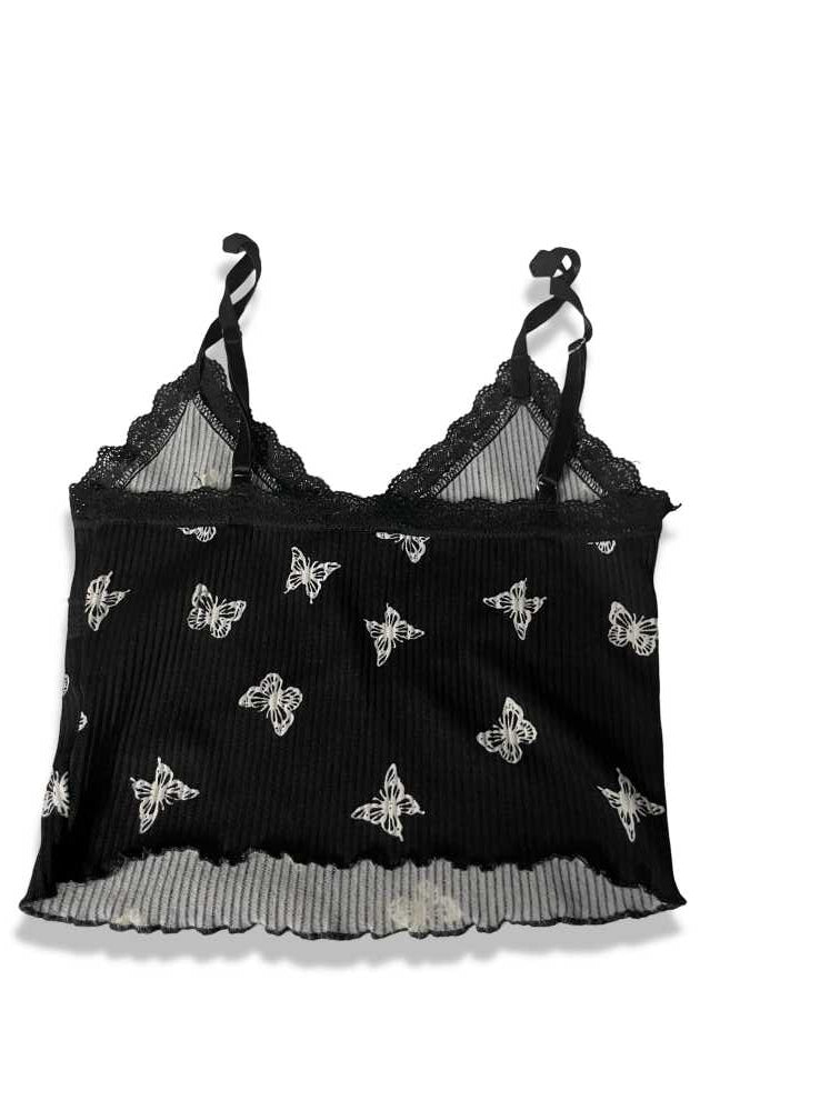 Vintage women's Divided Black & White Butterfly Cami tank Top in XS|L12W12|SKU 5440