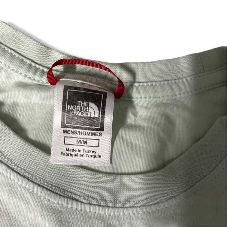 Vintage men's The North Face Fine Box Logo mint green short sleeve T-Shirt in M| L28 W 19|SKU 5443