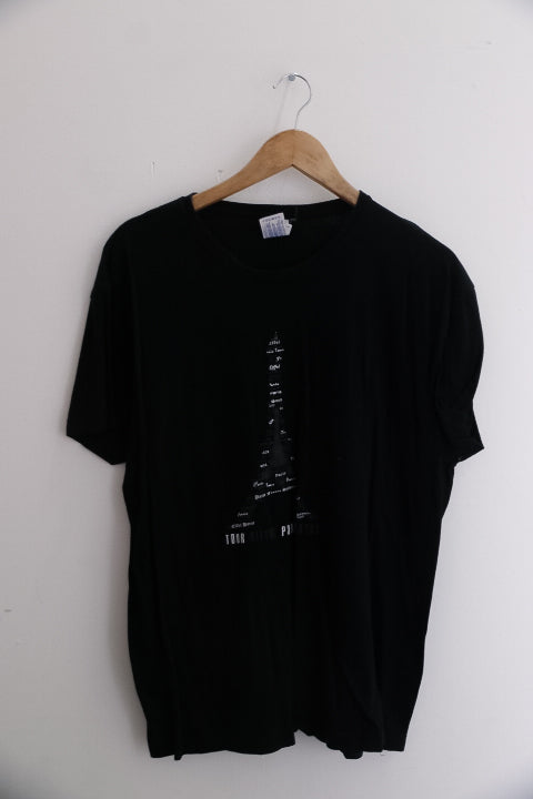Vintage Black Paris Eiffel Tower Logo graphics mens large tees