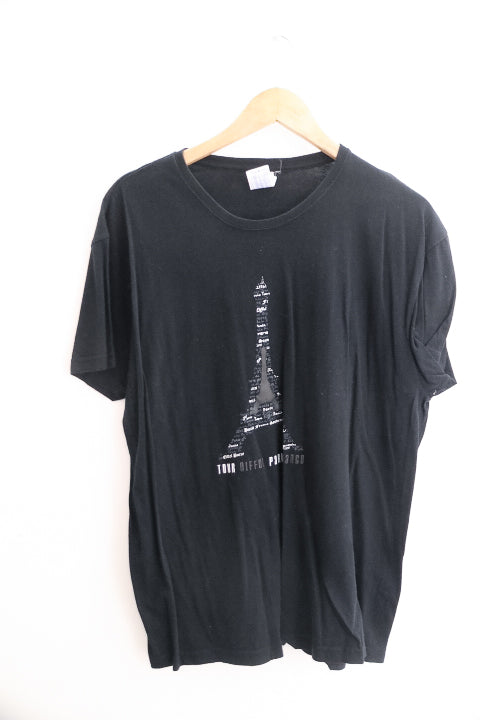 Vintage Black Paris Eiffel Tower Logo graphics mens large tees