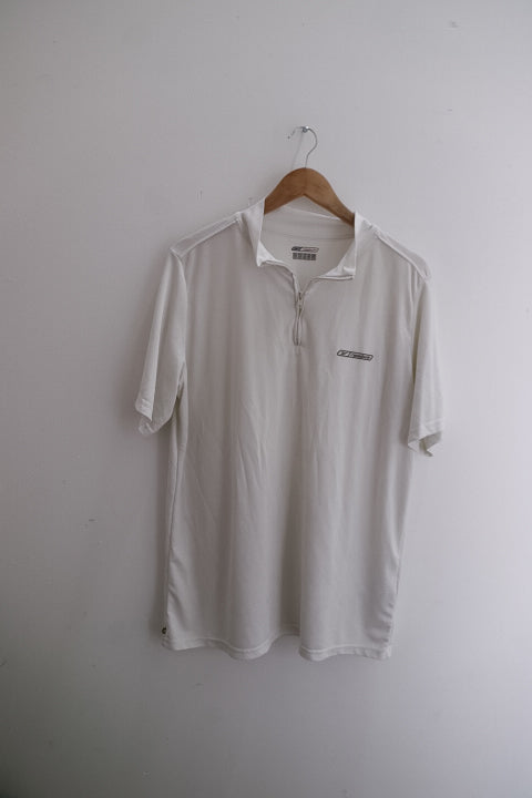 Vintage Reebok mens white 1/4 zip up polo shirt