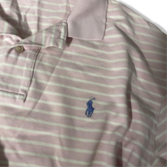 Vintage Polo Ralph Lauren Men’s Polo Pink & White Stripes Size XL|L33W22|SKU 5446