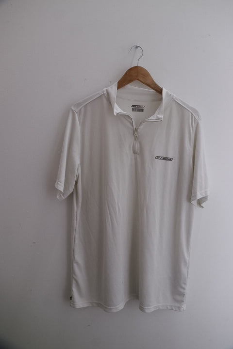 Vintage Reebok mens white 1/4 zip up polo shirt