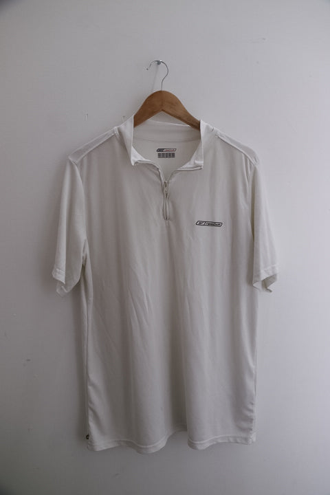 Vintage Reebok mens white 1/4 zip up polo shirt