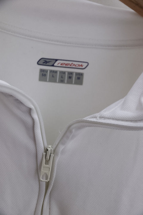 Vintage Reebok mens white 1/4 zip up polo shirt