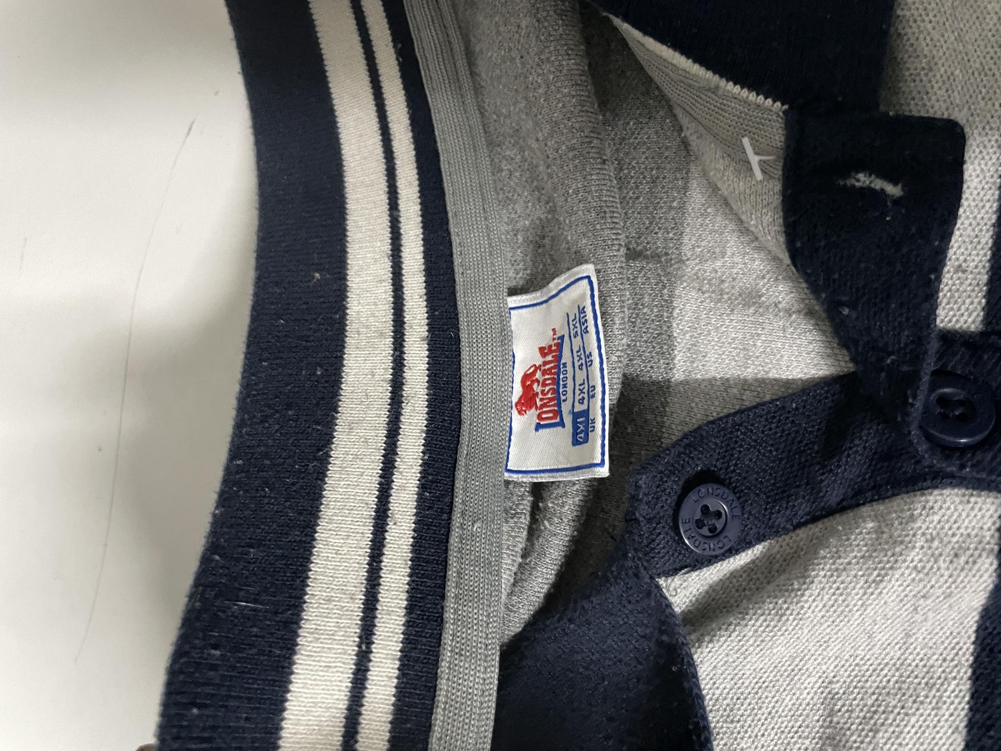 Vintage Lonsdale grey stripe Men Oversize poloshirt in 4XL|L33W25|SKU 5447