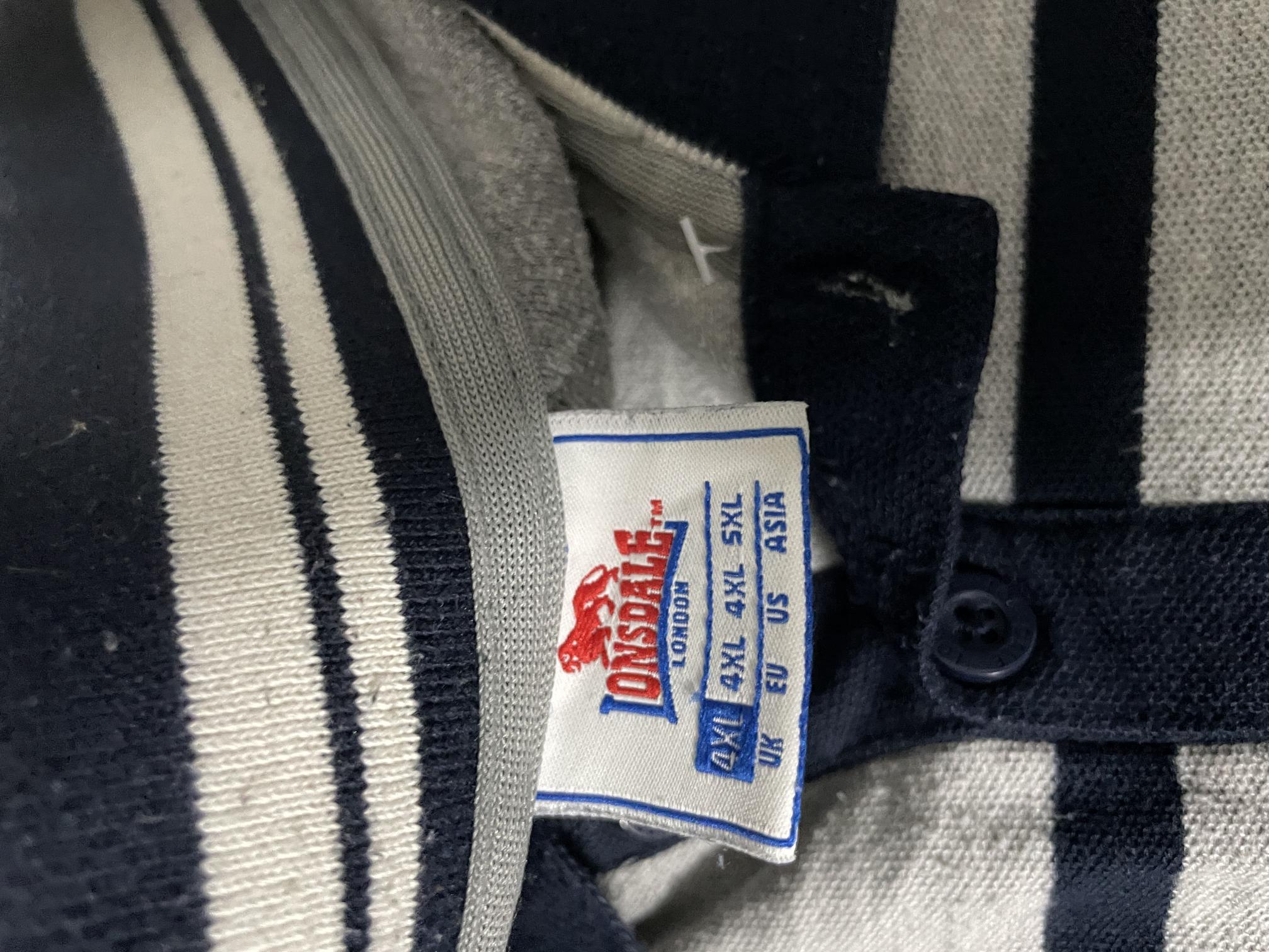 Vintage Lonsdale grey stripe Men Oversize poloshirt in 4XL|L33W25|SKU 5447