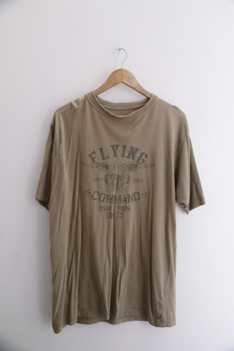 Vintage flying command USA corp graphics brown mens large tees