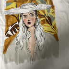 Vintage women's Zara Graphic White  short sleeve T Shirt in XL| L28 W21| SKU 5449