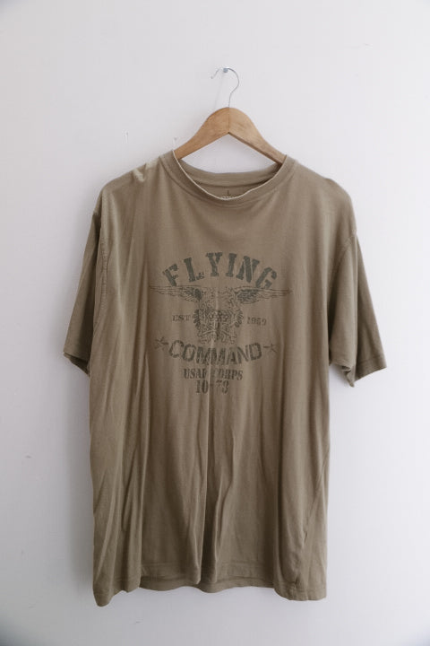 Vintage flying command USA corp graphics brown mens large tees