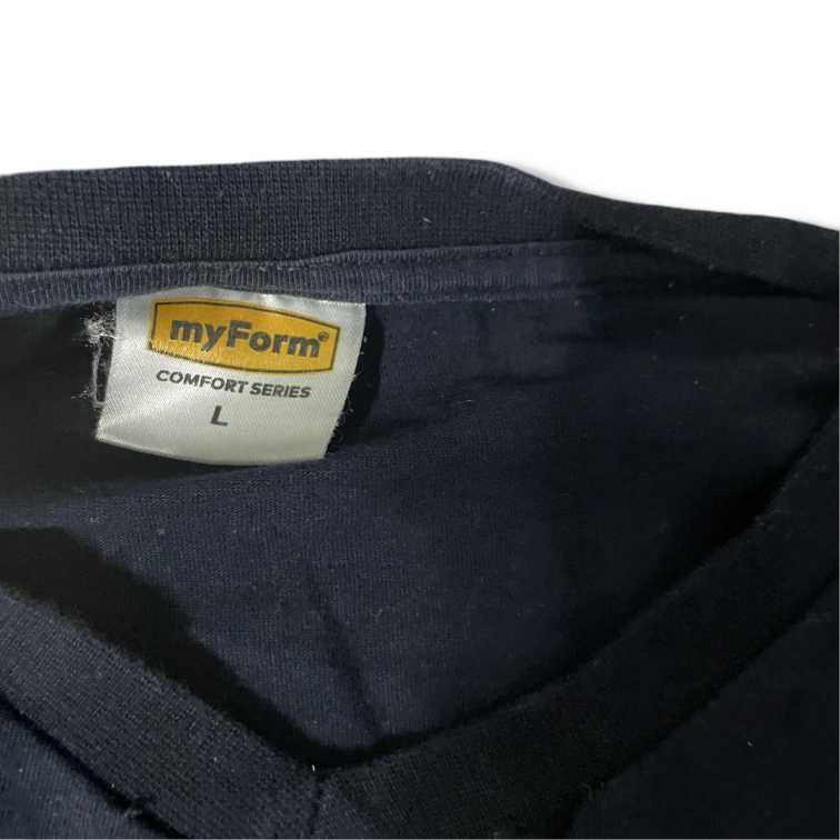 Vintage men Myform Ibish print navy blue Boxy-fit short sleeve T-shirt in M/L|L26 W19| SKU 5451