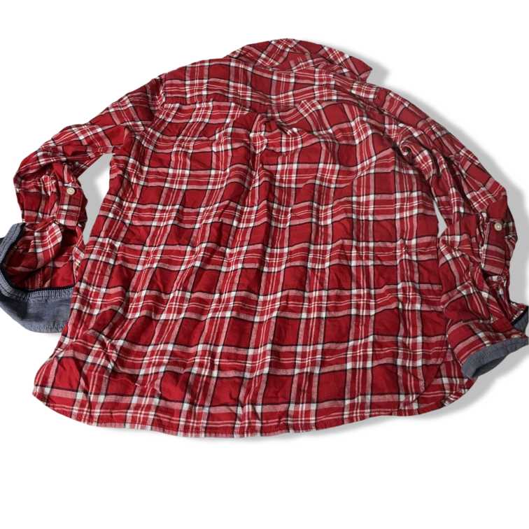 VINTAGE TOMMY HILFIGER WOMENS SHIRT UK 14 RED CHECK COTTON in M|L25W18|SKU 5452