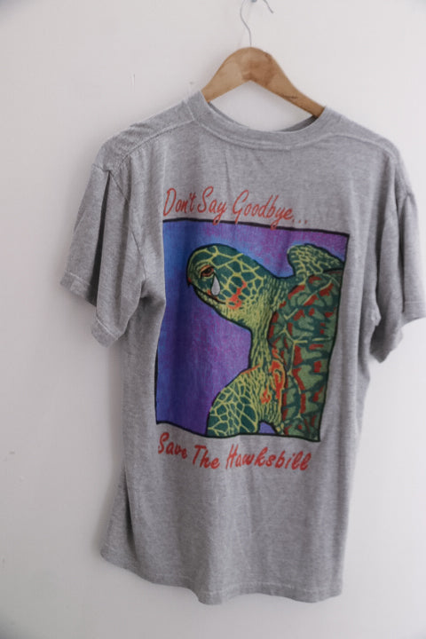 Vintage turtle character graphics grey mens large tees