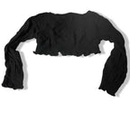 Vintage Disturbia women's black ruffle button up crop top Uk 10|L14 W14|SKU 5455