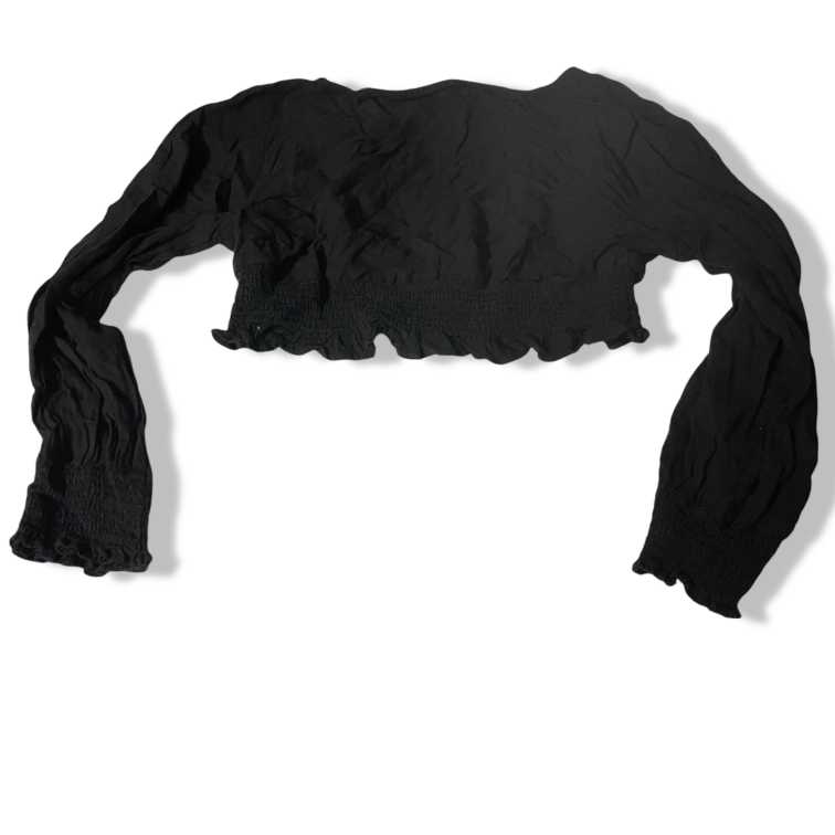 Vintage Disturbia women's black ruffle button up crop top Uk 10|L14 W14|SKU 5455