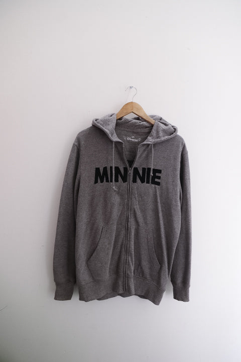 Vintage Disney Minnie print grey lightweight full zip up medium hoodie