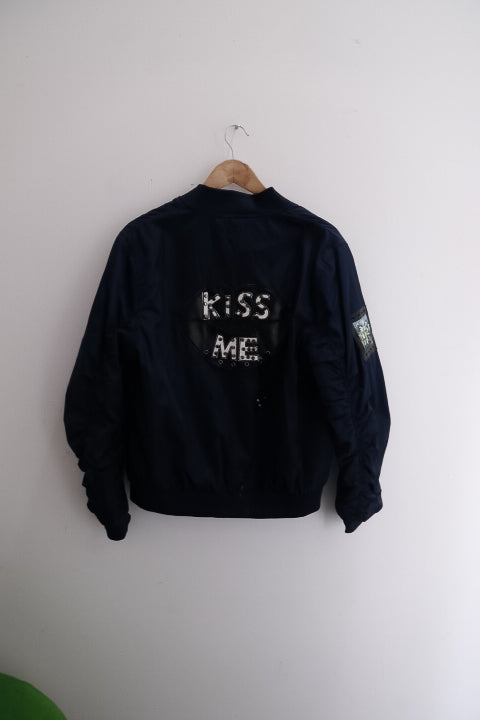 Vintage Ella Kingsley blue bomber large jacket