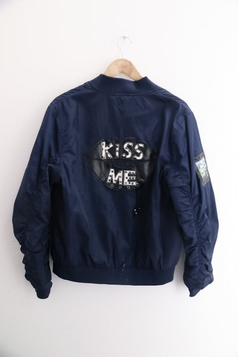 Vintage Ella Kingsley blue bomber large jacket