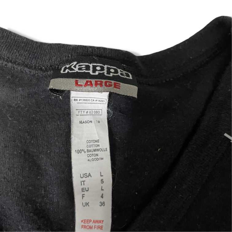 Vintage Kappa black Mens Short Sleeve Crew Neck Sport Tee in L|L28 W19|SKU 5460|SKU 5460