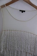 Vintage River Island Premium Embellished Fringe White Medium Mini Dress