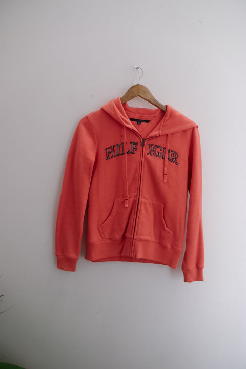Vintage Tommy Hilfiger orange full zip up hoodie sweater