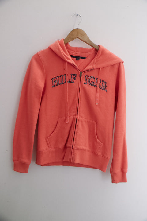Vintage Tommy Hilfiger orange full zip up hoodie sweater