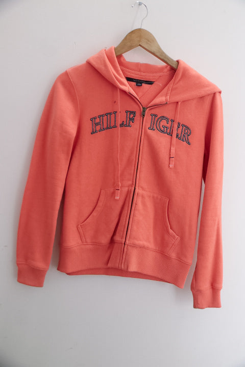 Vintage Tommy Hilfiger orange full zip up hoodie sweater