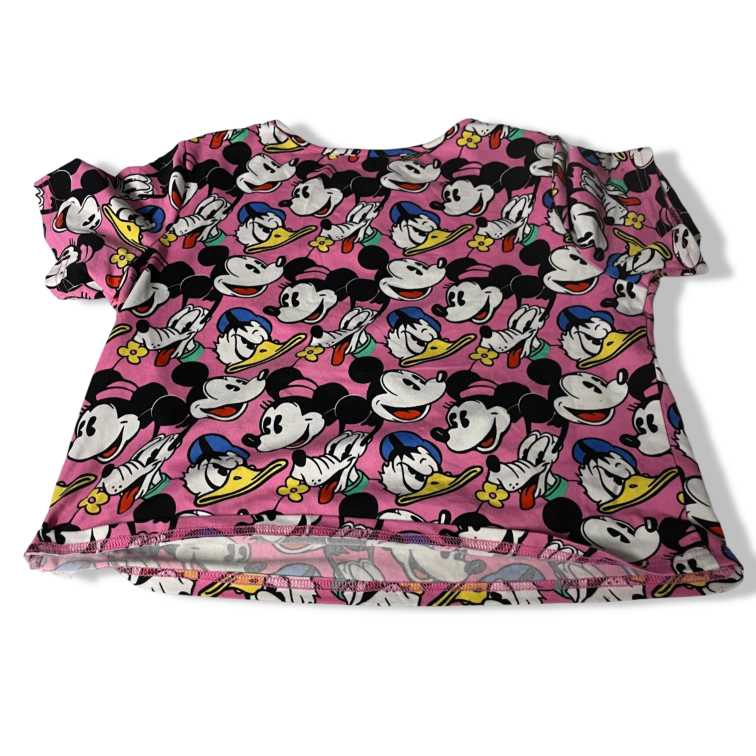 Vintage pink Mickey Mouse all over print Disney cartoon women’s T-shirt in S/M|L18 W16|SKU 5464