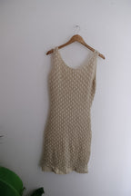 Vintage knit mini sleeveless summer grey dress size 10