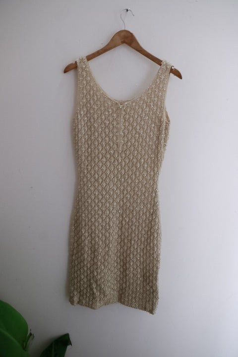 Vintage knit mini sleeveless summer grey dress size 10