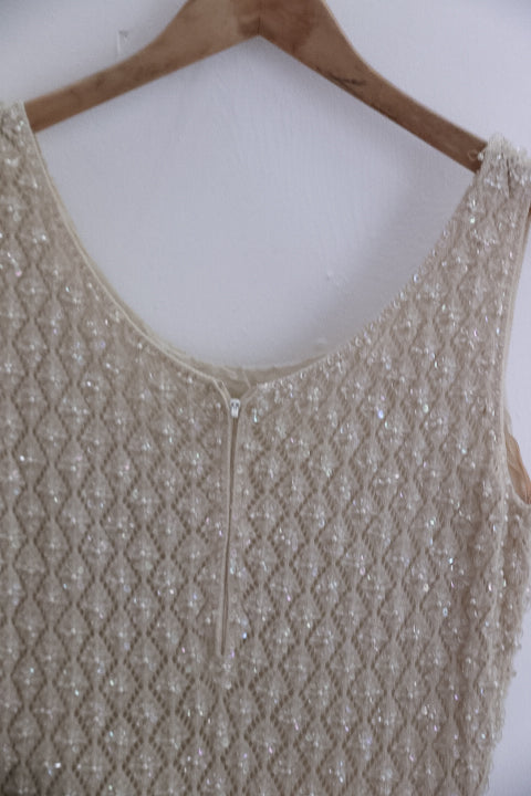 Vintage knit mini sleeveless summer grey dress size 10