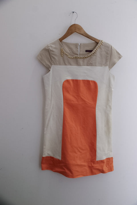 Vintage womens Kate+Pippa colourblock midi large dress