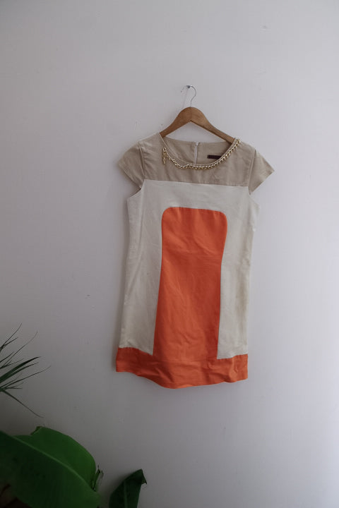 Vintage womens Kate+Pippa colourblock midi large dress