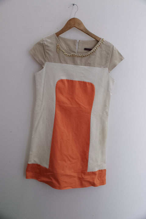 Vintage womens Kate+Pippa colourblock midi large dress