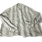 Vintage women's River island Mint green & white stripe Linen Blend Shirt in L|L28 W22| SKU 5470